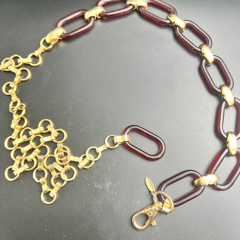 Vintage Italian Resin Chain Belt 43" Burgundy EX
